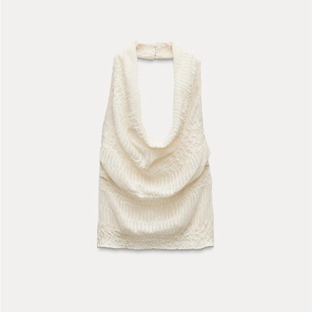 Zara Cream Draped Halter Neck Top